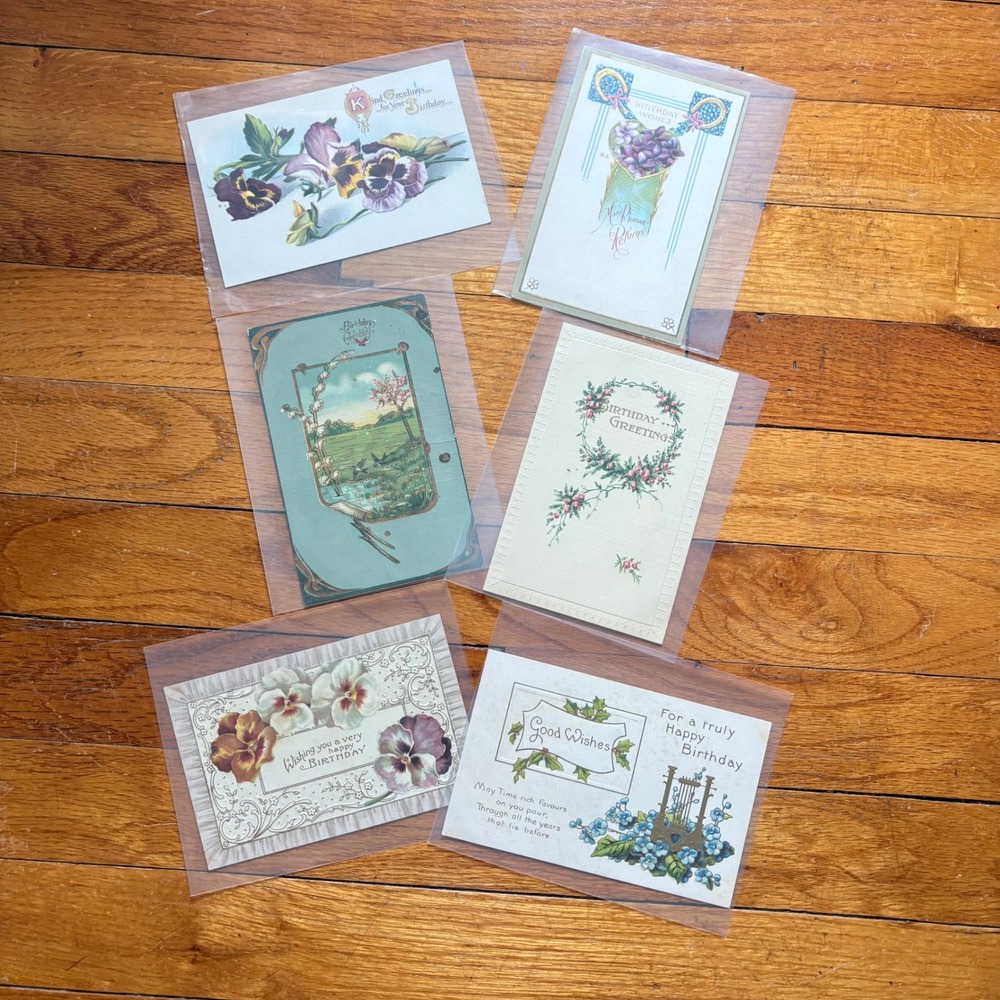 Vintage Postcard Lot of 6 Floral Embossed Birthday Greetings 1910s